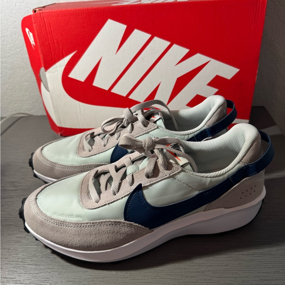 Nike Women’s Waffle Debut with Navy, Light Green and Gray Highlights